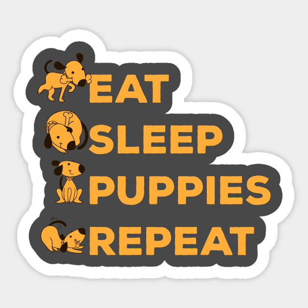 Eat Sleep Puppies Repeat | Funny with Puppies Sticker by FLINE